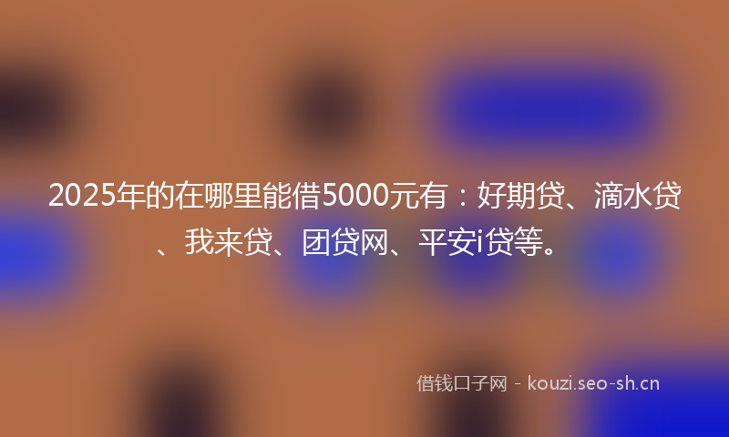 2025年的在哪里能借5000元有：好期贷、滴水贷、我来贷、团贷网、平安i贷等。