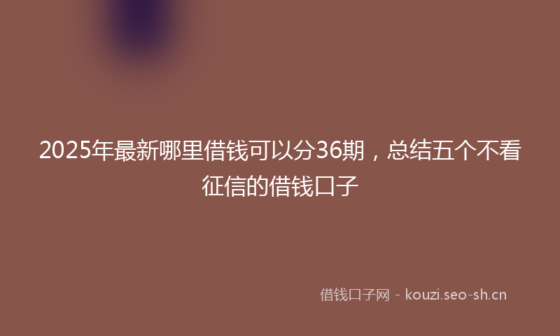 2025年最新哪里借钱可以分36期，总结五个不看征信的借钱口子