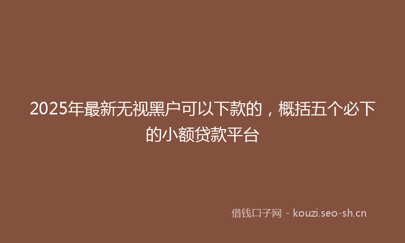 2025年最新无视黑户可以下款的，概括五个必下的小额贷款平台
