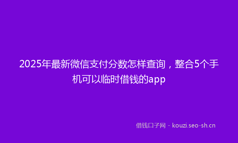 2025年最新微信支付分数怎样查询，整合5个手机可以临时借钱的app