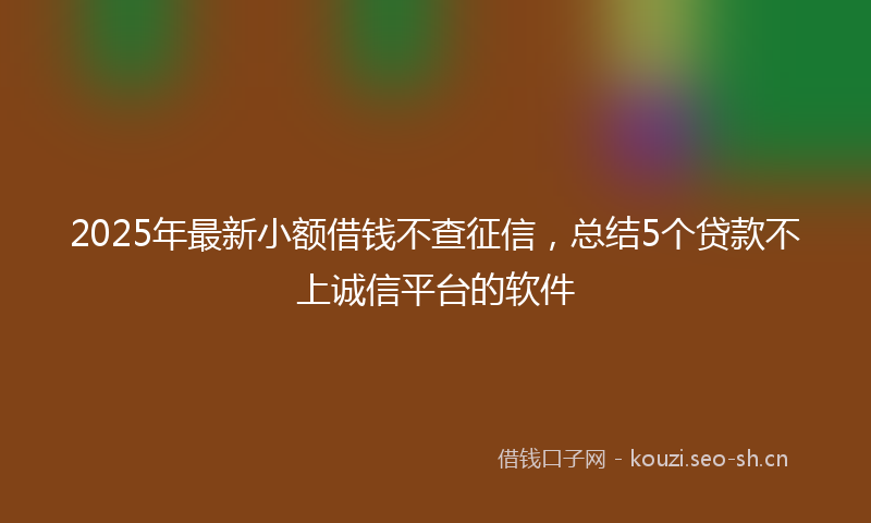 2025年最新小额借钱不查征信，总结5个贷款不上诚信平台的软件