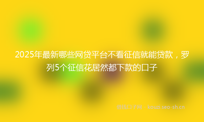 2025年最新哪些网贷平台不看征信就能贷款，罗列5个征信花居然都下款的口子