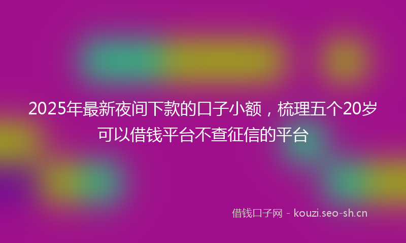 2025年最新夜间下款的口子小额，梳理五个20岁可以借钱平台不查征信的平台