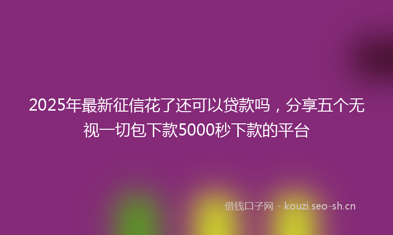 2025年最新征信花了还可以贷款吗，分享五个无视一切包下款5000秒下款的平台