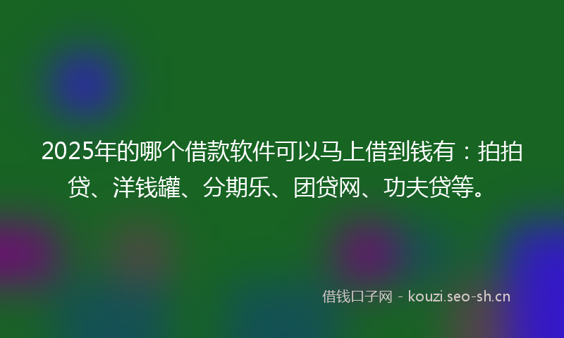 2025年的哪个借款软件可以马上借到钱有：拍拍贷、洋钱罐、分期乐、团贷网、功夫贷等。
