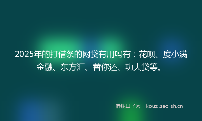 2025年的打借条的网贷有用吗有：花呗、度小满金融、东方汇、替你还、功夫贷等。