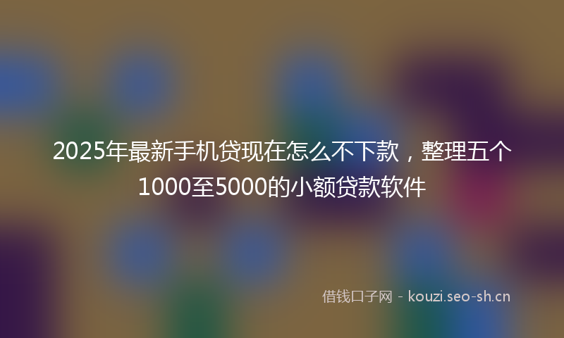 2025年最新手机贷现在怎么不下款，整理五个1000至5000的小额贷款软件