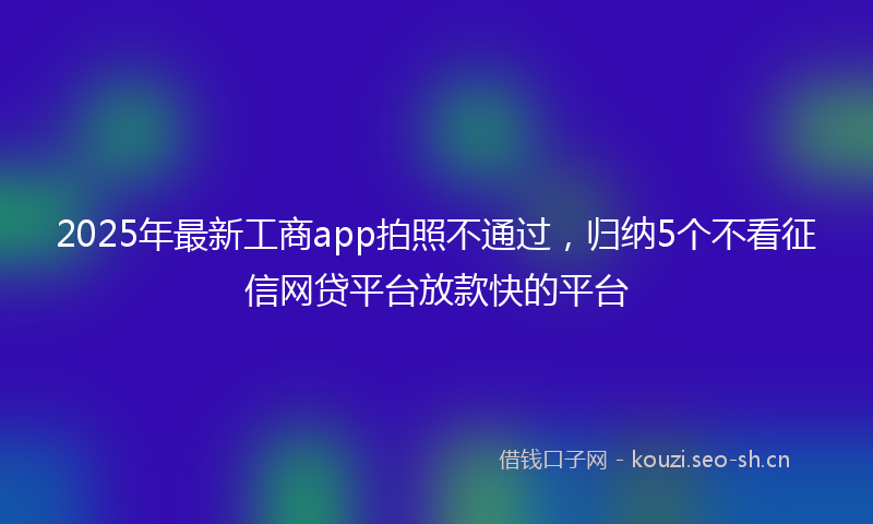 2025年最新工商app拍照不通过，归纳5个不看征信网贷平台放款快的平台