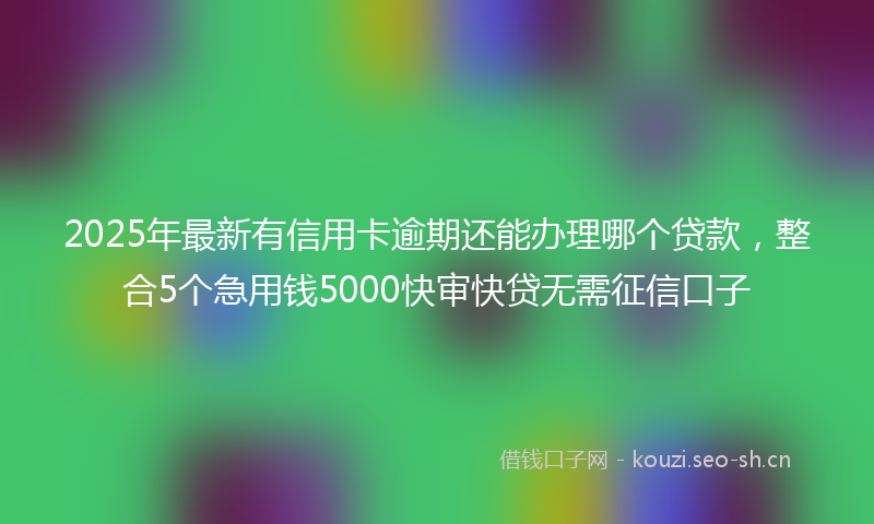 2025年最新有信用卡逾期还能办理哪个贷款，整合5个急用钱5000快审快贷无需征信口子