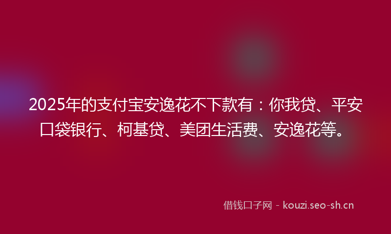 2025年的支付宝安逸花不下款有：你我贷、平安口袋银行、柯基贷、美团生活费、安逸花等。