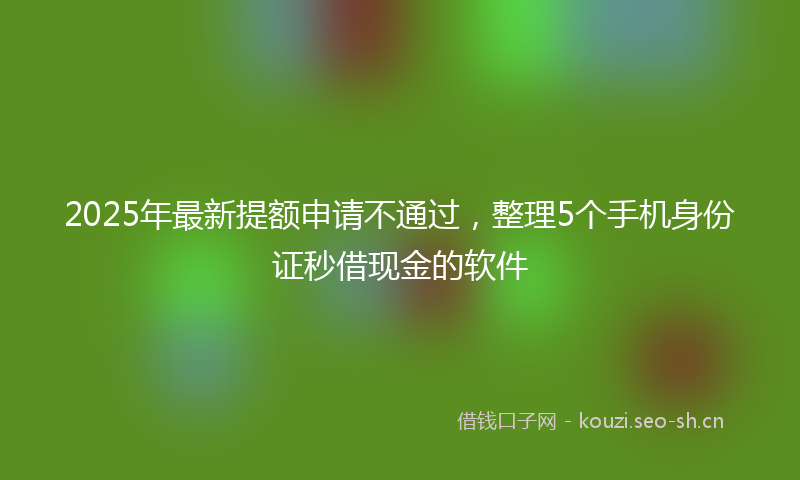 2025年最新提额申请不通过，整理5个手机身份证秒借现金的软件