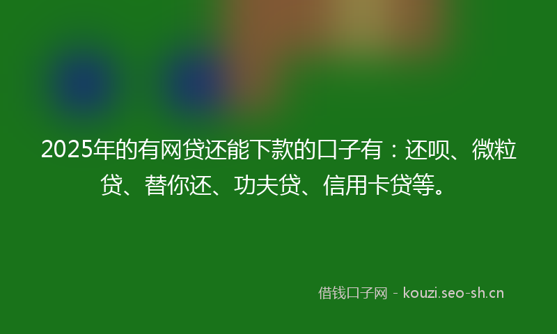 2025年的有网贷还能下款的口子有：还呗、微粒贷、替你还、功夫贷、信用卡贷等。