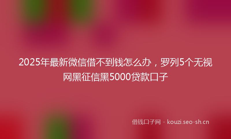 2025年最新微信借不到钱怎么办，罗列5个无视网黑征信黑5000贷款口子