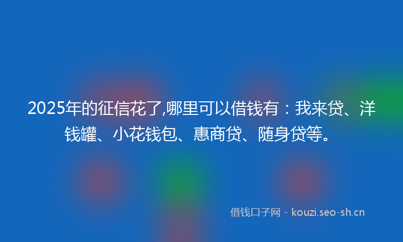 2025年的征信花了,哪里可以借钱有：我来贷、洋钱罐、小花钱包、惠商贷、随身贷等。