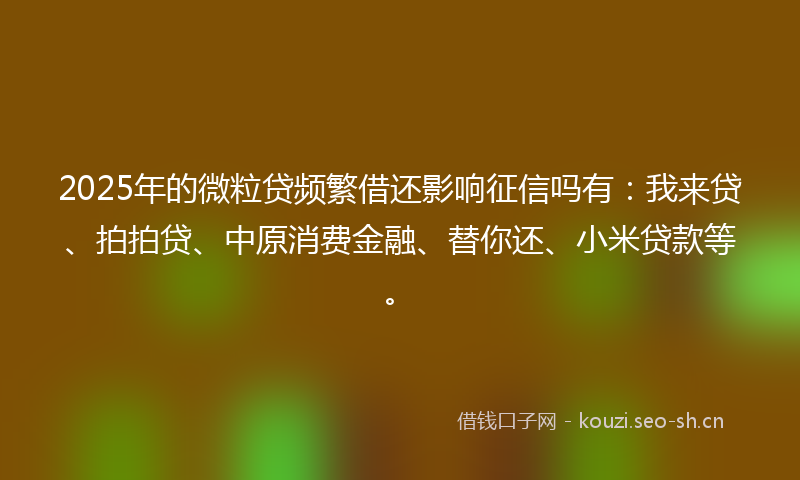 2025年的微粒贷频繁借还影响征信吗有：我来贷、拍拍贷、中原消费金融、替你还、小米贷款等。