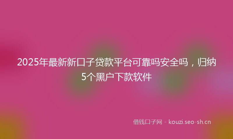 2025年最新新口子贷款平台可靠吗安全吗，归纳5个黑户下款软件
