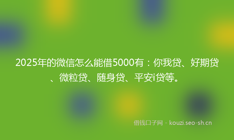 2025年的微信怎么能借5000有：你我贷、好期贷、微粒贷、随身贷、平安i贷等。