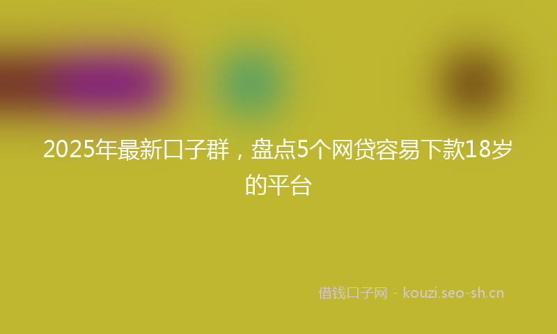 2025年最新口子群，盘点5个网贷容易下款18岁的平台