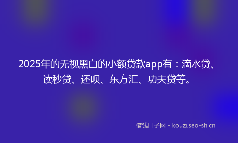 2025年的无视黑白的小额贷款app有：滴水贷、读秒贷、还呗、东方汇、功夫贷等。