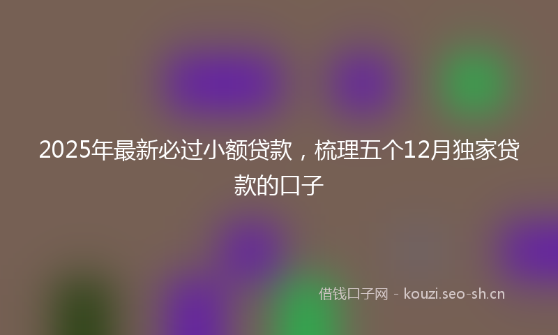 2025年最新必过小额贷款，梳理五个12月独家贷款的口子