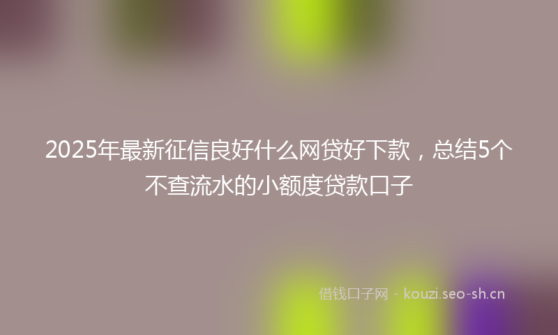 2025年最新征信良好什么网贷好下款，总结5个不查流水的小额度贷款口子