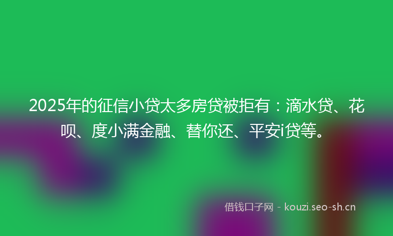 2025年的征信小贷太多房贷被拒有:滴水贷、花呗、度小满金融、替你还、平安i贷等。