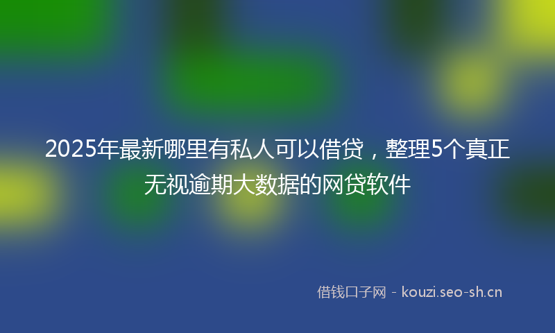 2025年最新哪里有私人可以借贷，整理5个真正无视逾期大数据的网贷软件