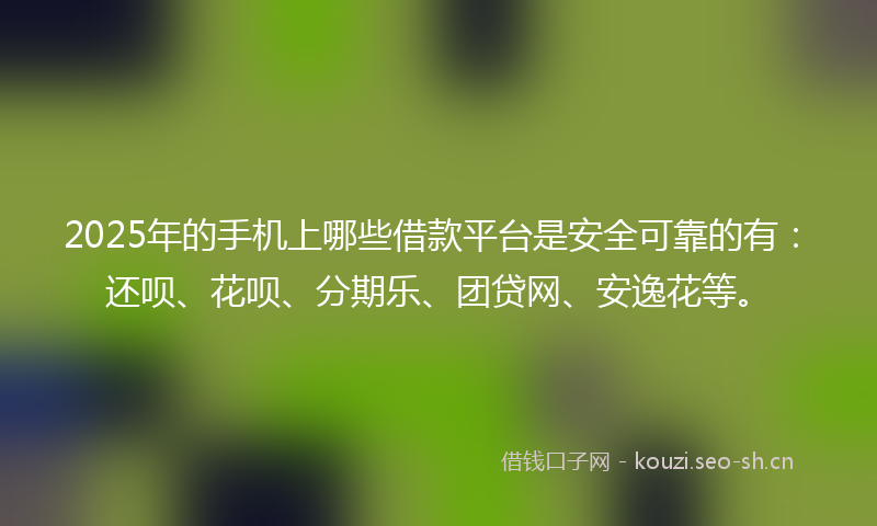 2025年的手机上哪些借款平台是安全可靠的有：还呗、花呗、分期乐、团贷网、安逸花等。