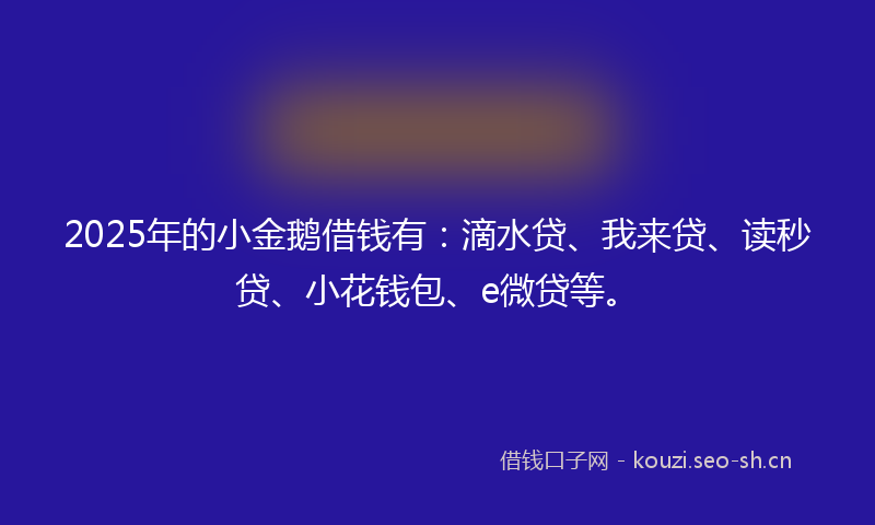 2025年的小金鹅借钱有：滴水贷、我来贷、读秒贷、小花钱包、e微贷等。