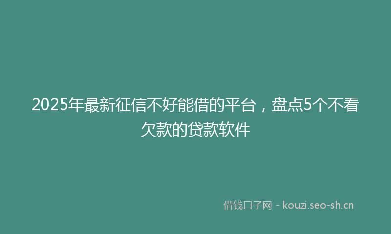 2025年最新征信不好能借的平台，盘点5个不看欠款的贷款软件