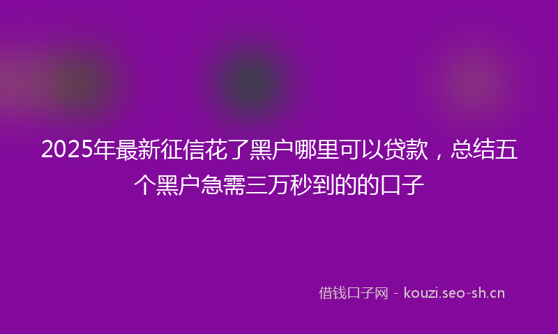 2025年最新征信花了黑户哪里可以贷款，总结五个黑户急需三万秒到的的口子