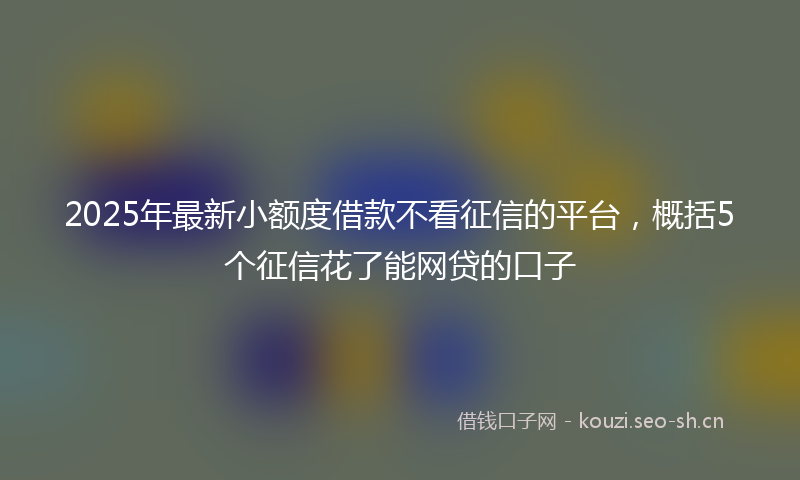 2025年最新小额度借款不看征信的平台，概括5个征信花了能网贷的口子