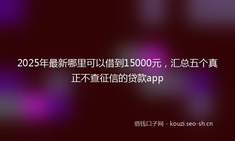 2025年最新哪里可以借到15000元，汇总五个真正不查征信的贷款app
