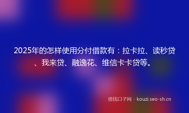 2025年的怎样使用分付借款有：拉卡拉、读秒贷、我来贷、融逸花、维信卡卡贷等。