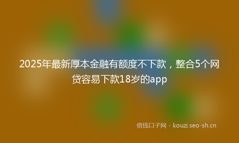 2025年最新厚本金融有额度不下款，整合5个网贷容易下款18岁的app