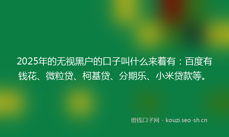 2025年的无视黑户的口子叫什么来着有：百度有钱花、微粒贷、柯基贷、分期乐、小米贷款等。