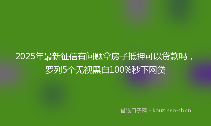 2025年最新征信有问题拿房子抵押可以贷款吗，罗列5个无视黑白100%秒下网贷