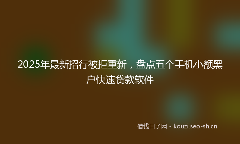 2025年最新招行被拒重新，盘点五个手机小额黑户快速贷款软件