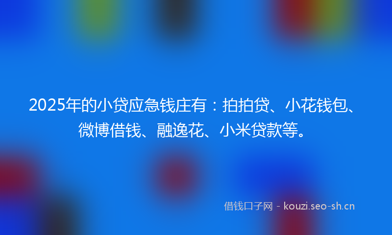2025年的小贷应急钱庄有：拍拍贷、小花钱包、微博借钱、融逸花、小米贷款等。