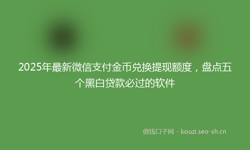 2025年最新微信支付金币兑换提现额度，盘点五个黑白贷款必过的软件