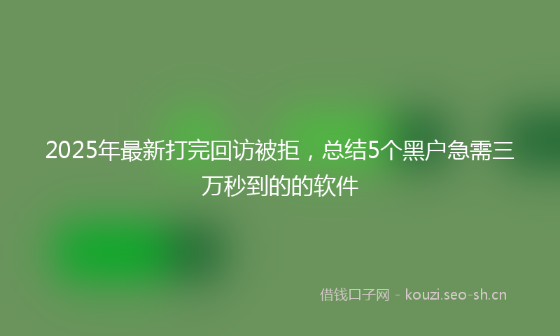 2025年最新打完回访被拒，总结5个黑户急需三万秒到的的软件