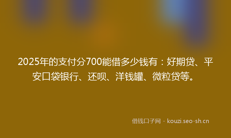 2025年的支付分700能借多少钱有：好期贷、平安口袋银行、还呗、洋钱罐、微粒贷等。