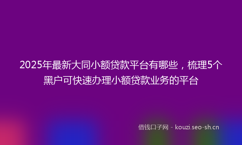 2025年最新大同小额贷款平台有哪些,梳理5个黑户可快速办理小额贷款业务的平台
