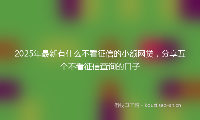2025年最新有什么不看征信的小额网贷，分享五个不看征信查询的口子