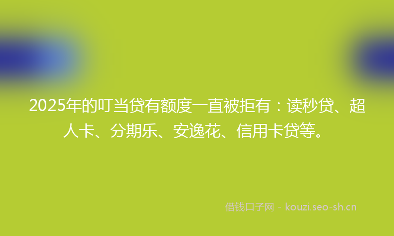 2025年的叮当贷有额度一直被拒有：读秒贷、超人卡、分期乐、安逸花、信用卡贷等。
