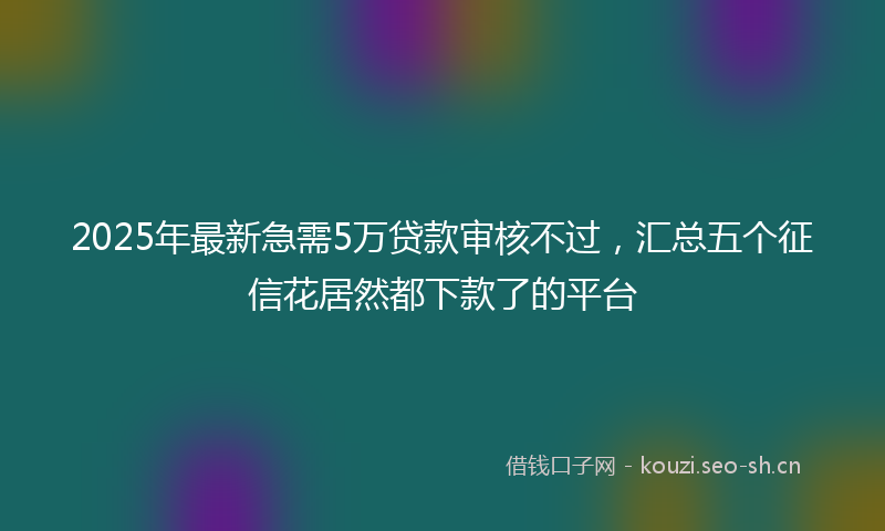 2025年最新急需5万贷款审核不过，汇总五个征信花居然都下款了的平台