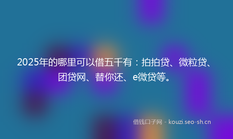 2025年的哪里可以借五千有：拍拍贷、微粒贷、团贷网、替你还、e微贷等。