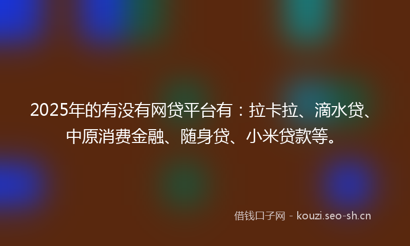 2025年的有没有网贷平台有：拉卡拉、滴水贷、中原消费金融、随身贷、小米贷款等。