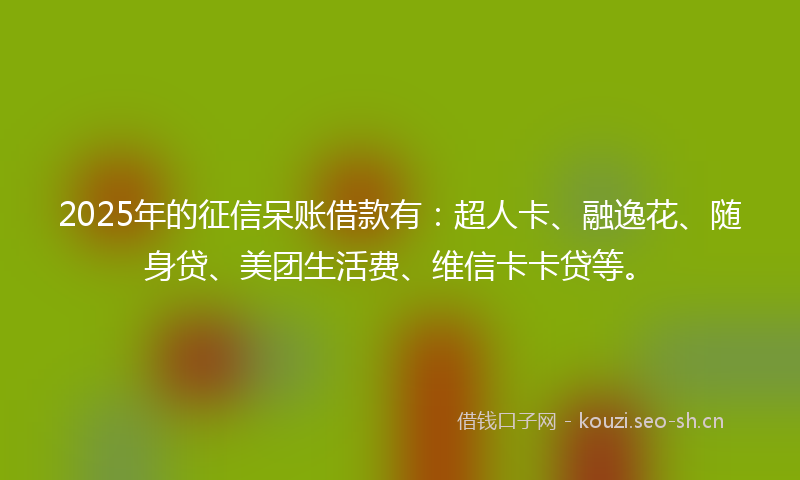 2025年的征信呆账借款有：超人卡、融逸花、随身贷、美团生活费、维信卡卡贷等。