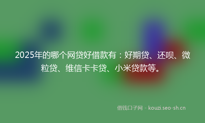 2025年的哪个网贷好借款有：好期贷、还呗、微粒贷、维信卡卡贷、小米贷款等。